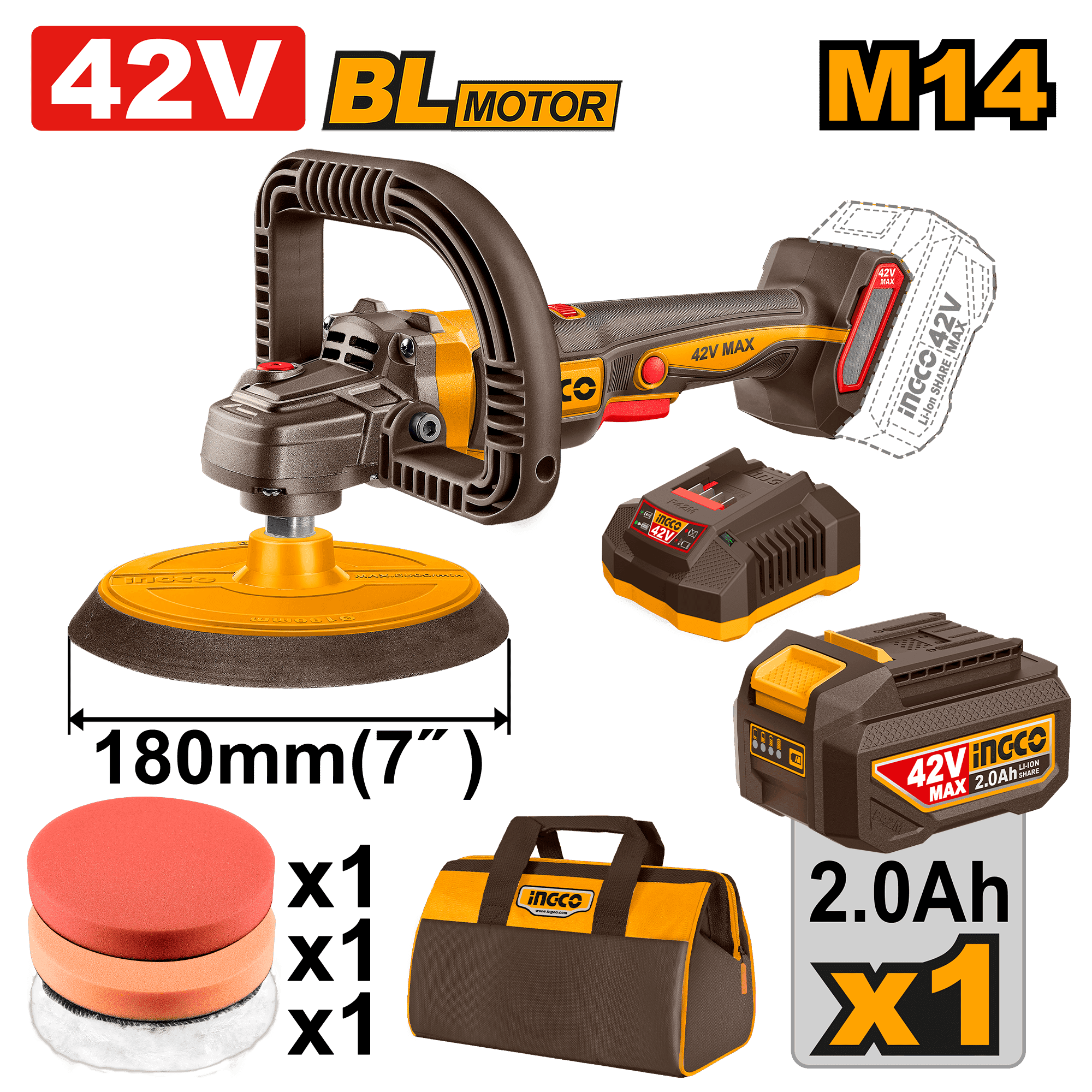 42V Cordless Polisher + Canvas Bag Kit