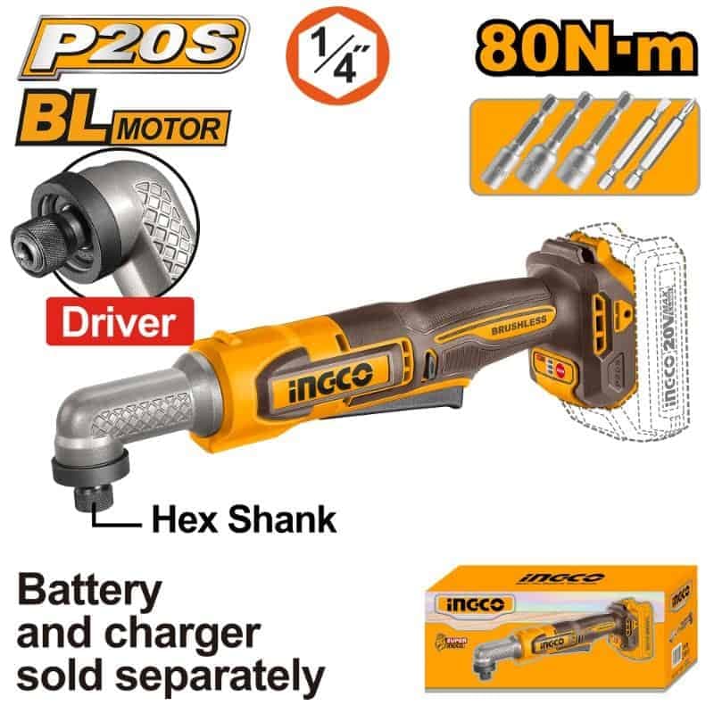 Cordless angle impact driver