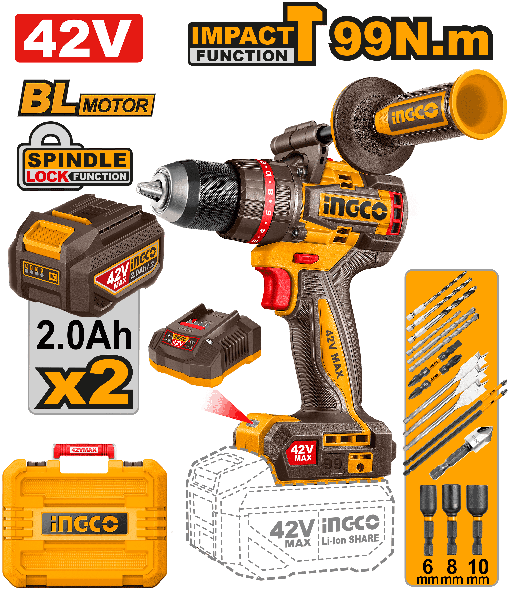 42V 99Nm Cordless Impact Drill