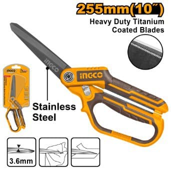 Rubber grip long-blade heavy duty scissors