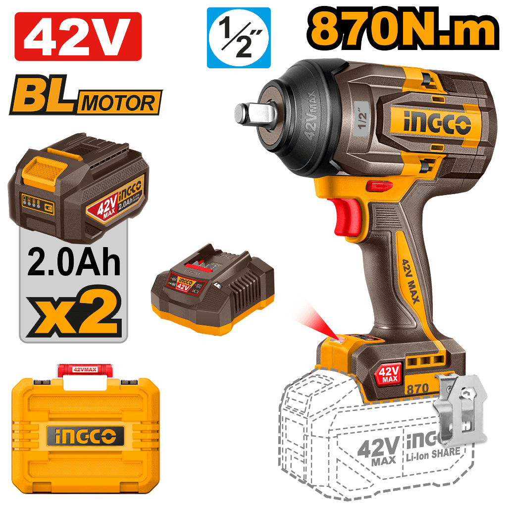 42V 870Nm Impact Wrench Kit