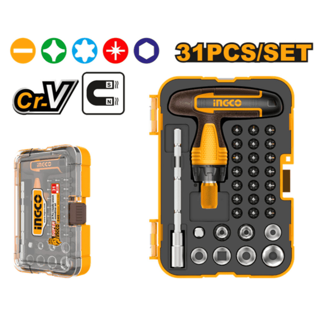 31 Piece T-handle wrench screwdriver set