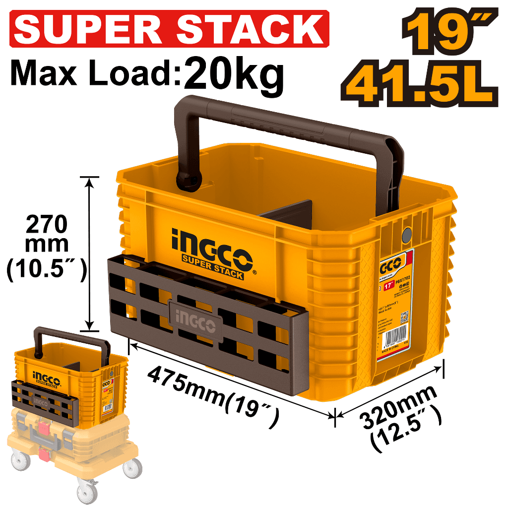 19" Stackable plastic tools tote