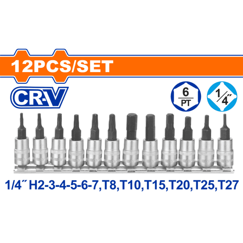 12 Piece 1/4" Bit socket set